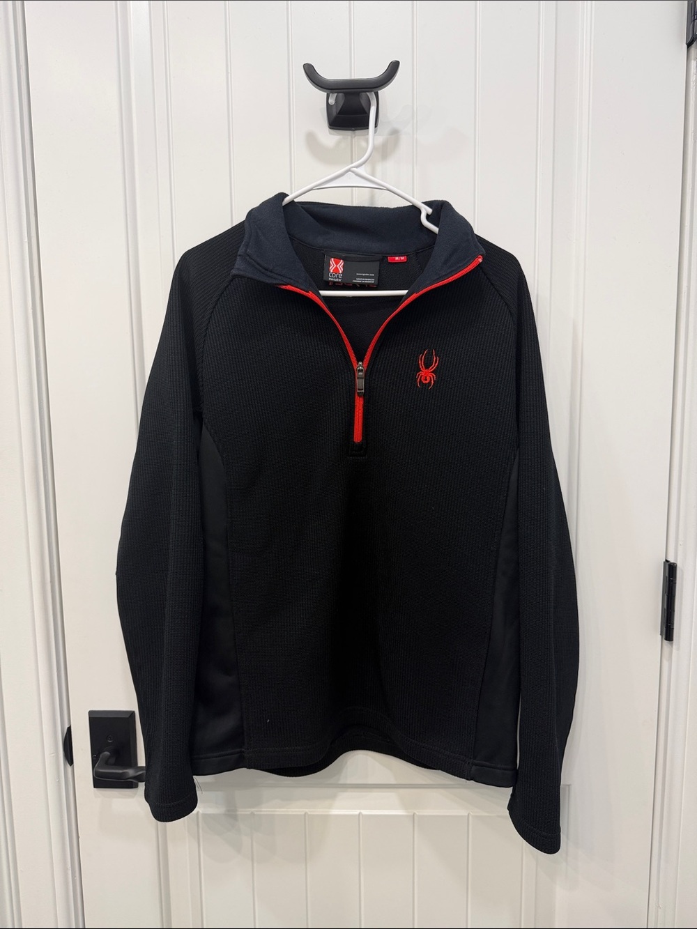 Spyder Men’s Black Zip-Neck Sweater with Red Trim